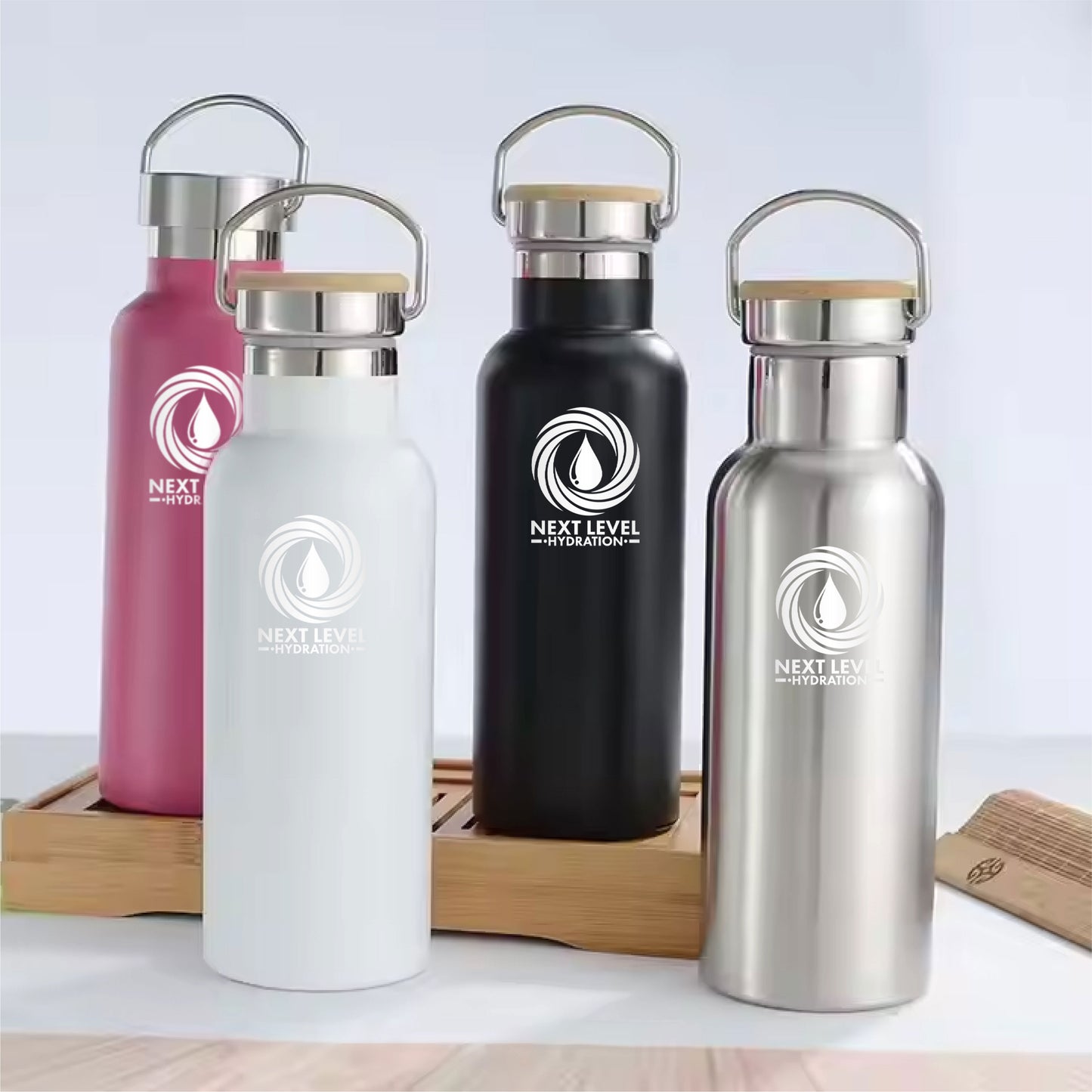 Bamboo Lid Water bottle - Navy Blue