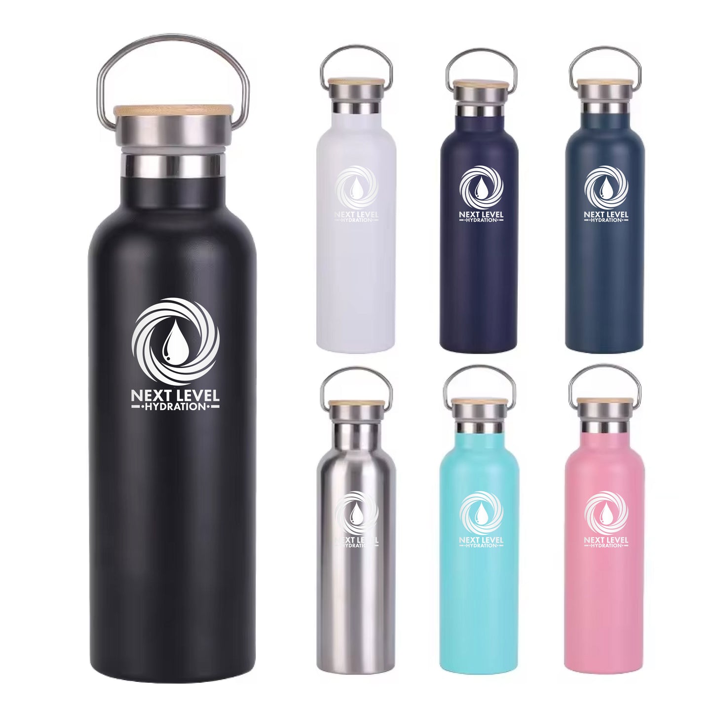 Bamboo Lid Water bottle - Navy Blue