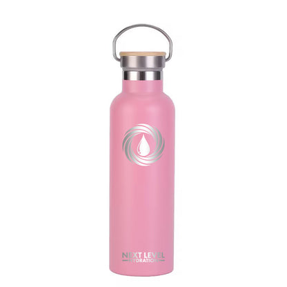 Bamboo Lid Water bottle - Pink