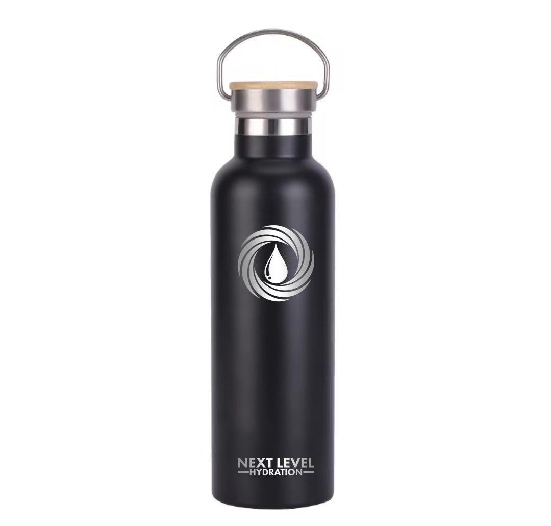 Bamboo Lid Water Bottle - Black