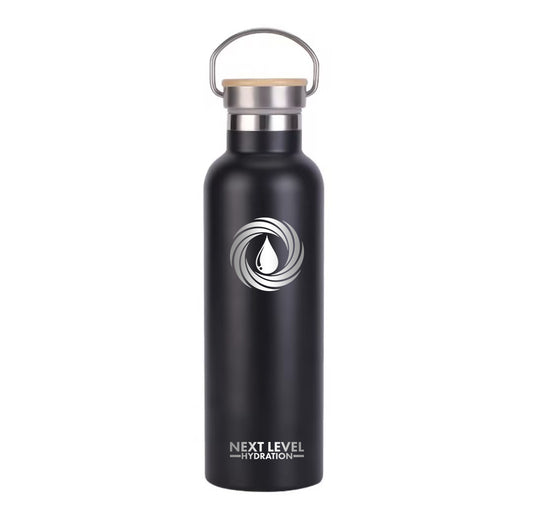 Bamboo Lid Water Bottle - Black