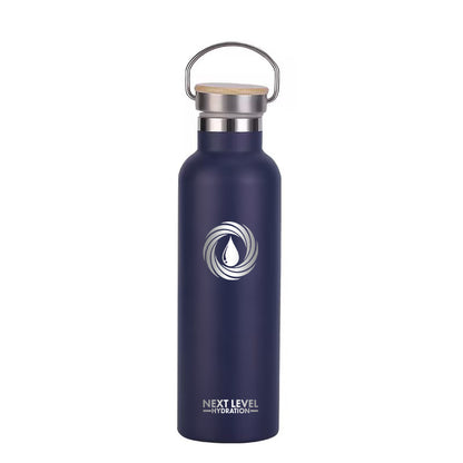Bamboo Lid Water bottle  - Navy Blue