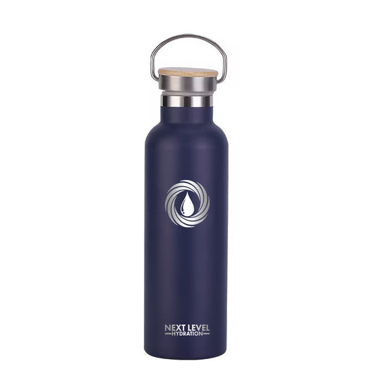 Bamboo Lid Water bottle  - Navy Blue