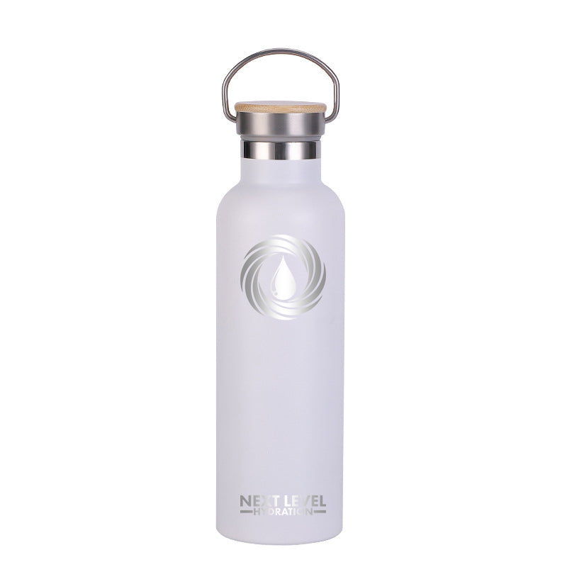 Bamboo Lid Water Bottle - White